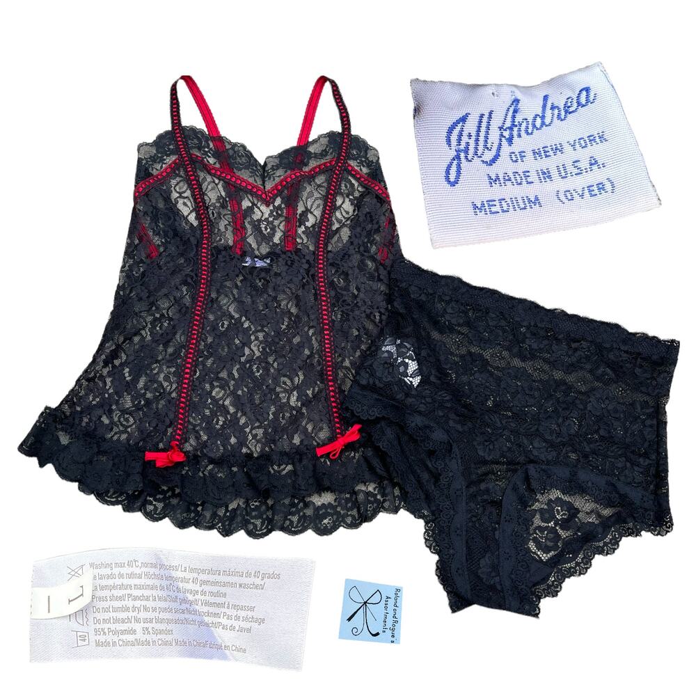 Jill Andrea of New York Sheer Lace Intimate Top and Bottoms Sz M/L